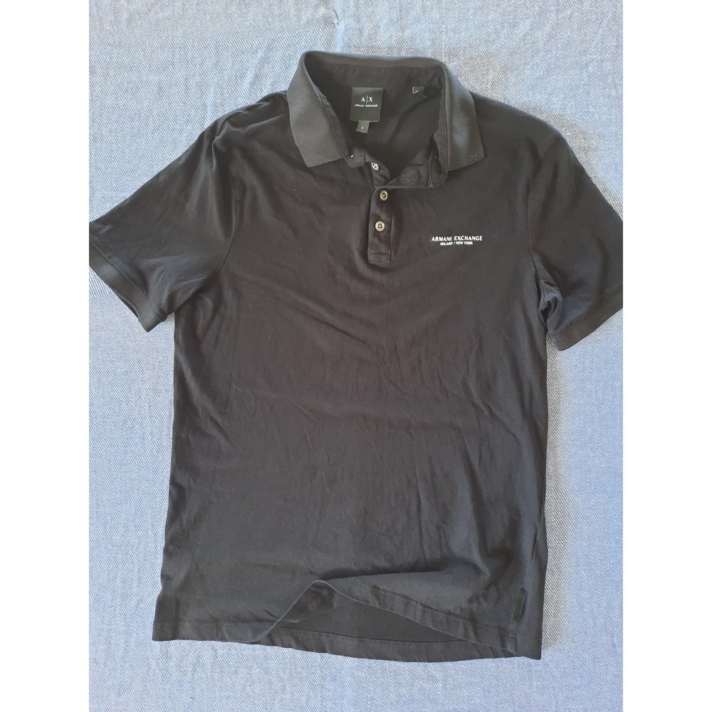 Armani Exchange Mens Black Logo Polo Shirt Milano New York 8NZF80 Z8H4Z Small